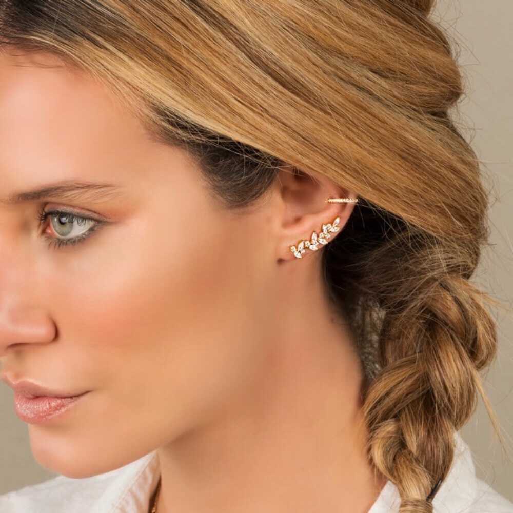 Rose Gold Ear Crawler Earrings